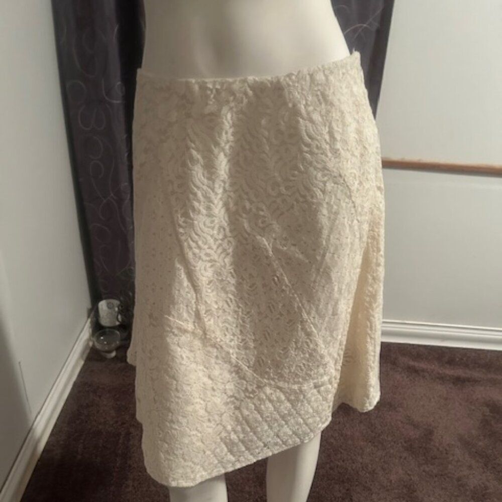 Lauren Ralph Lauren Black Label Patchwork Winter Cream Lace skirt, size 14